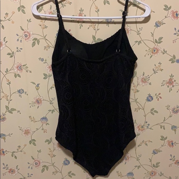 Black Knit One Piece Swim Suit - Picture 4 of 4